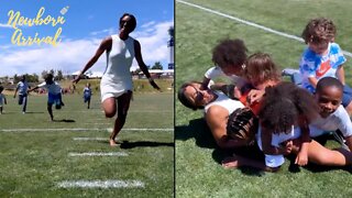 Ciara Races The Kids & Gets Piled On For Winning! 🏃🏾‍♀️