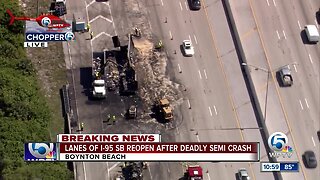 2 lanes open on I-95 southbound after deadly semi crash in Boynton Beach