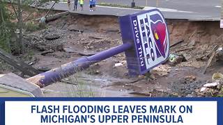 Flash flooding washes out roads in Michigan's upper peninsula
