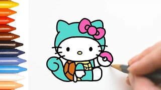 COMO DESENHAR SQUIRTLE - HELLO KITTY POKÉMON #hellokitty #pokemon #squirtle