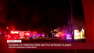 Dozens of firefighters battle intense flames in Riviera Beach