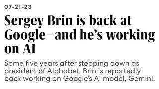 SERGEY BRIN BACK AT GOOGLE WORK AT AI GOOGLE -- FRANSISCA OFFICIAL