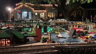 Front yard Christmas trains