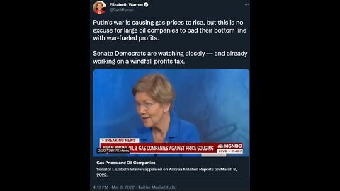 Liberty Conspiracy - Warren Deflects Re Gas Prices, Wants Windfall Profits Tax - We Learn Economics