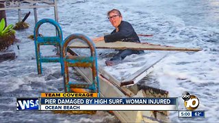 Ocean Beach Pier damaged by high surf, woman injured