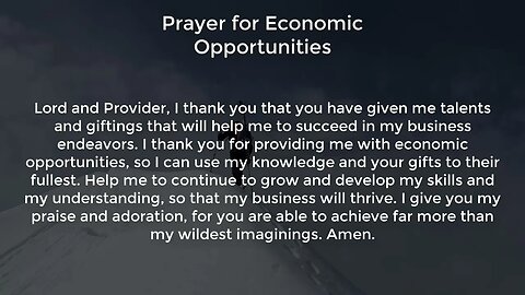 Prayer for Economic Opportunities (Prayer for Success and Prosperity in Business)
