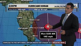 Hurricane Dorian's winds grow to 115 mph, now a Category 3 storm, could hit Florida early Tuesday as Category 4