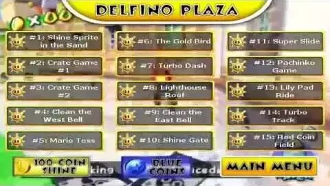 Delfino Plaza Mission Select - Super Mario Sunshine Walkthrough