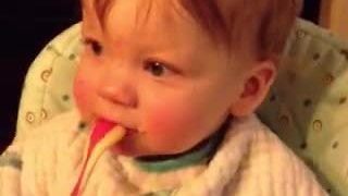 Toddler teaches his baby sister how to roar