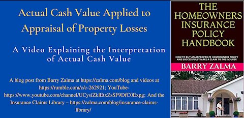 Actual Cash Value Applied to Appraisal of Property Losses