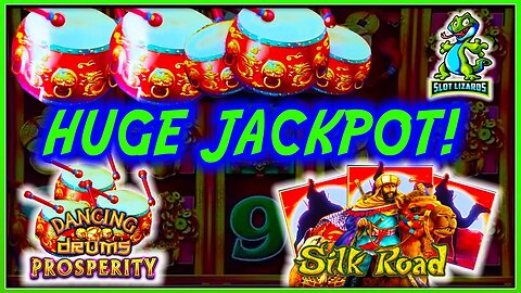 EPIC FULL SCREEN JACKPOT! Dancing Drums Prosperity VS Dragon Link Silk Road Slot HIGHLIGHT!