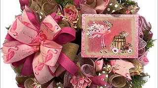 Flamingo Deco Mesh Wreath with Florals and Greenery |Hard Working Mom |How to
