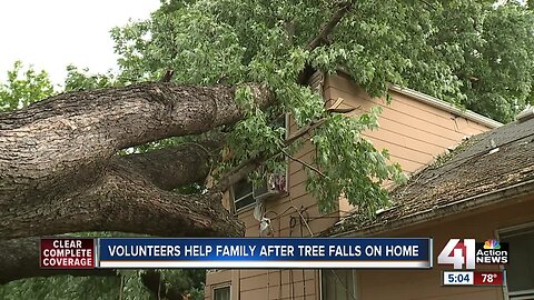 Volunteers help KCK family after Facebook tree-trimmer felled tree onto home