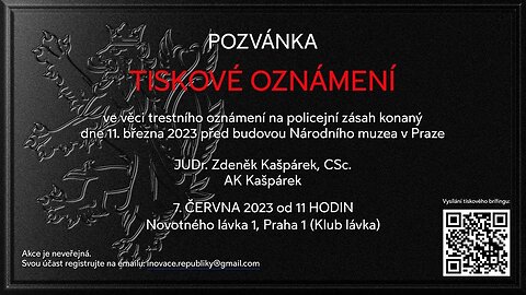 Tisková konference k věci podání trestního oznámení na policejní zásah konané dne 11. 3. 2023