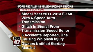 Ford recalls 1.5M pickups that can downshift without warning