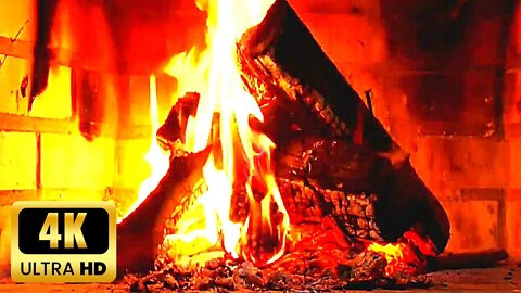 Relaxing Fireplace 4K with Burning Logs & Crackling Fire Sounds for Stress Relief 🔥 4K UHD