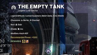 Destiny 2 Legend Lost Sector: The Empty Tank on the Tangled Shore 11-12-21
