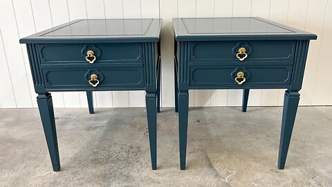 Furniture Flipping - Painting a Set of Vintage Nightstands Hague Blue + Graco TC Ultra Review