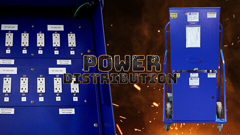 10 KVA Portable Power Distribution, 480-120V 1PH, (12) 5-20R Duplex, 25' Line-In