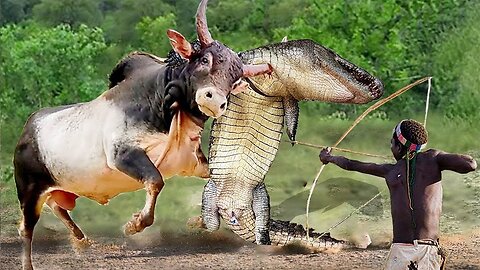 Crocodile Attacks People's Cows- Cow Trying To Fight Giant Crocodile To Escape The Horror Attack