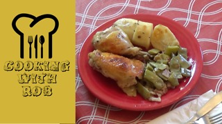 Lemon garlic roast chicken with potatoes