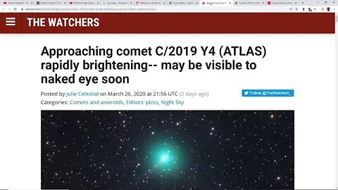 Comet Atlas May Become A Great Comet-Nostradamus' Comet & The Dragon Of Mother Shipton?Blue Kachina?
