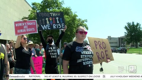 Lincoln protesters circle Nebraska State Capitol to demand abortion rights be protected