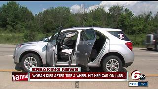 Woman killed after flying tire strikes vehicle on I-465