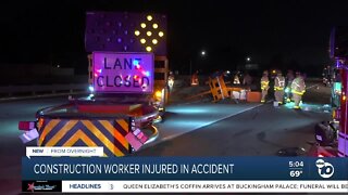 Construction worker struck by sign, rushed to hospital