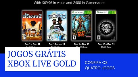 JOGOS GRÁTIS - XBOX LIVE GOLD E GAMEPASS ULTIMATE - MÊS DE DEZEMBRO - 2021 #shorts