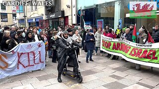 Barclays Bank. March Pro-Palestinians Protesters Cardiff City Center