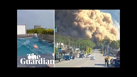 Danger Moment huge earthquake strikes captured on cameras across Taiwan.mp4