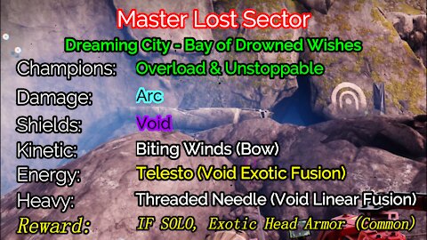 Destiny 2, Master Lost Sector, Bay of Drowned Wishes on the Dreaming City 12-24-21