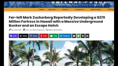 MARK ZUCKERBERG BUILDS $275 MILLION DOLLAR BUNKER ON HAWAIIAN ISLAND