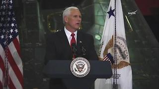 Vice President Mike Pence speaks at Kennedy Space Center