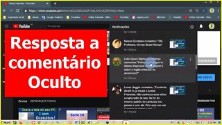 Video resposta a um comentário que não está aparecendo no canal