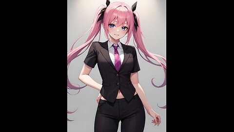 AI Lookbook Anime Beauty - Beautiful young lady wearing a belly button shirt and dress trousers