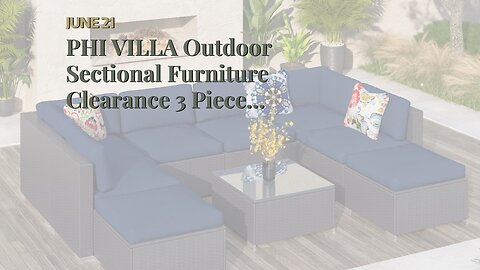 PHI VILLA Outdoor Sectional Furniture Clearance 3 Piece Patio Sofa Set Low-Back Rattan Wicker A...