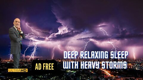 AD FREE Deep Sleep Thunderstorm with Music
