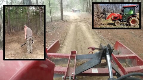 Preparing fire breaks for prescribed burn on wooded property Southern Illinois land management