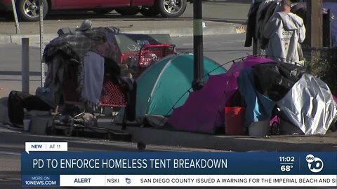 San Diego Police to enforce homeless tent breakdown during daylight