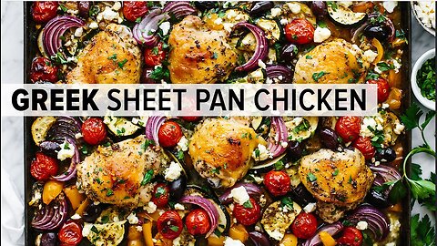 SHEET PAN CHICKEN DINNER | loaded with Greek & Mediterranean flavors!