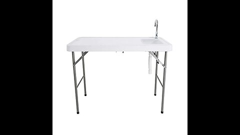 Flash Furniture 4-Foot Portable Fish Cleaning Table Outdoor Camping Table and Sink