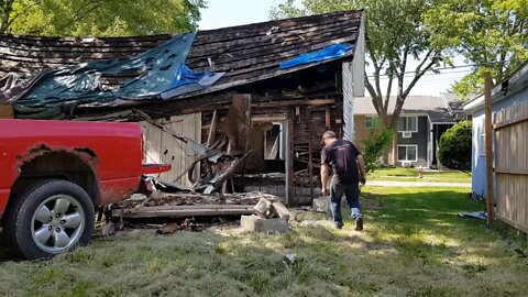 Meth House Pulled Down with Truck!