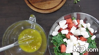 Arugula, Watermelon & Feta Salad w/ Orange Lemon Dressing | MDelicious