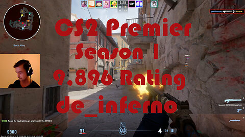 CS2 Premier Matchmaking - Season 1 - 9,896 Rating - de_inferno