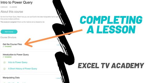 Completing a Lesson - Excel TV Academy