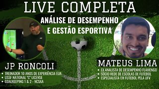 ⚽ANÁLISE de DESEMPENHO e GESTÃO ESPORTIVA - Futebol (Live Completa)