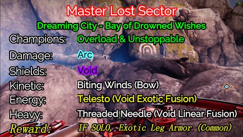 Destiny 2, Master Lost Sector, Bay of Drowned Wishes on the Dreaming City 12-13-21