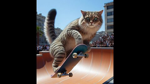This cool cat loves to skateboard